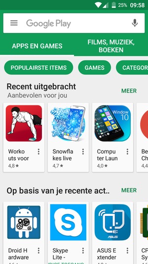 Selecteer de zoekbalk