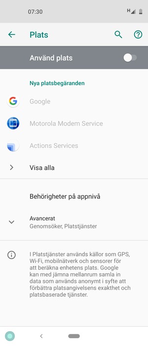 Stäng av Använd plats