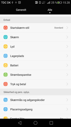 Scroll til og vælg Strømbesparelse