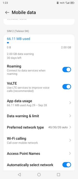 Turn Roaming on or off