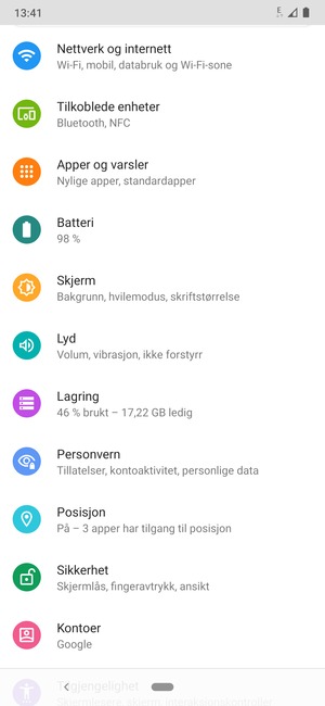 Velg Nettverk og Internett