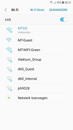 U bent nu verbonden met het WiFi-netwerk