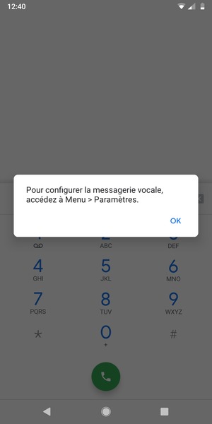 Si votre messagerie vocale n'est pas configurée, sélectionnez OK