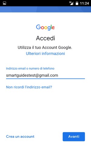 Inserisci il tuo indirizzo Gmail e seleziona Avanti