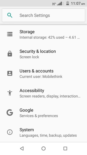 Scroll to and select Security & location