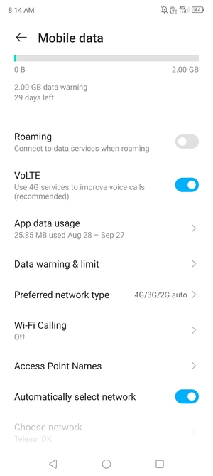 To change network if network problems occur,  turn off Automatically select network