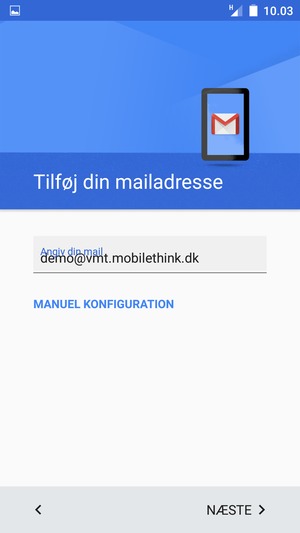 Indtast din e-mailadresse og vælg NÆSTE