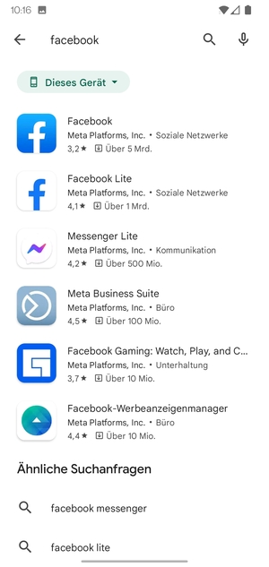 Wählen Sie die App