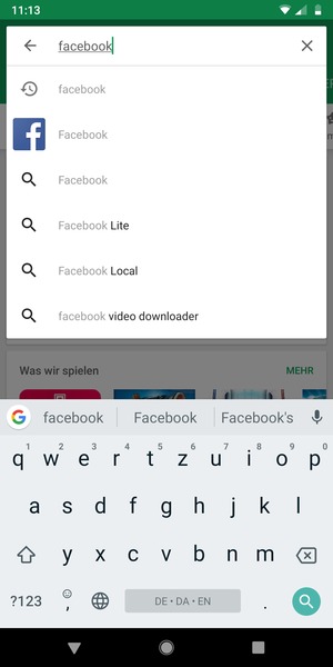 Geben Sie den Namen der App ein und wählen Sie Suchen