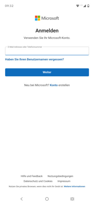 Geben Sie Ihre E-Mail-Adresse ein und wählen Sie Weiter
