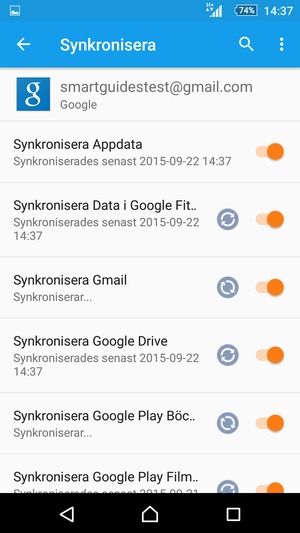 Din information kommer att synkroniseras