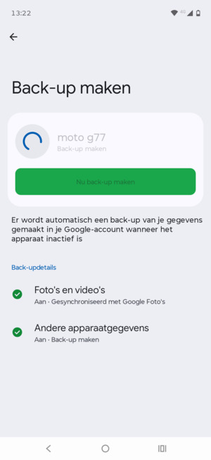Wacht tot de back-up beëindigd is