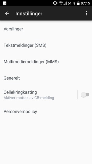 Velg Tekstmeldinger (SMS)