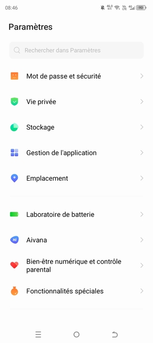 Faites défiler et sélectionnez Mot de passe et sécurité