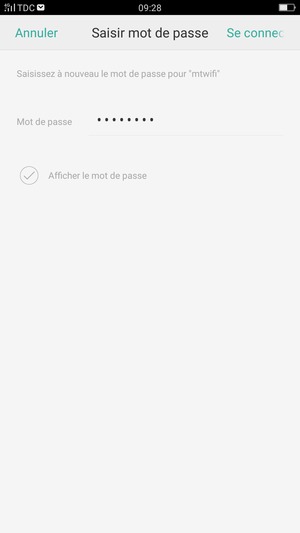 Saisissez le mot de passe du Wi-Fi et sélectionnez Se connecter