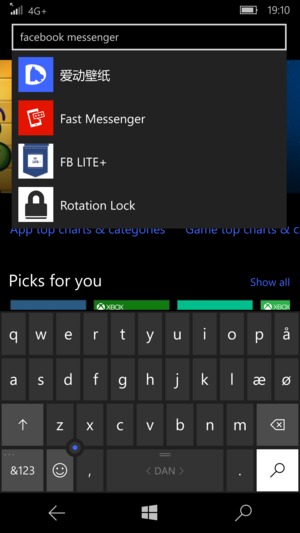 Inserisci il nome dell'app e seleziona Ricerca