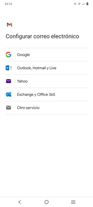 Seleccione Outlook, Hotmail y Live