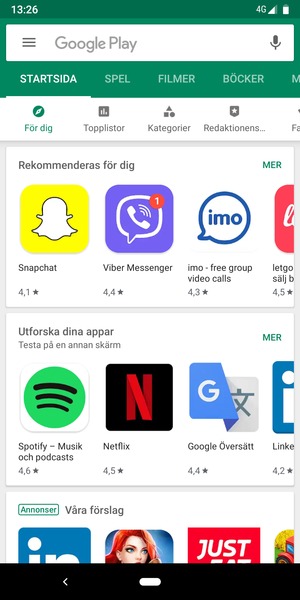 Tryck på sökfältet