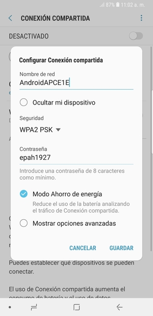 Introduzca una contraseña de al menos 8 caracteres y seleccione GUARDAR