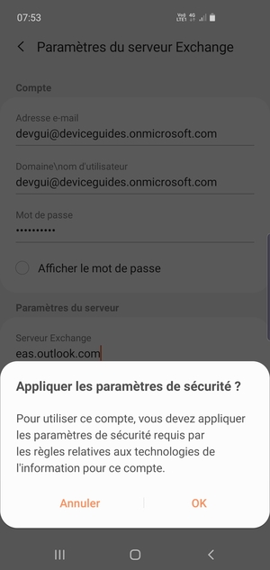 Sélectionnez OK