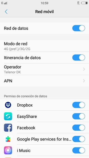 Activar o desactivar Itinerancia de datos
