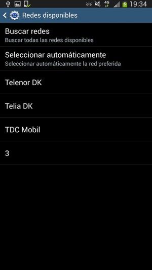 Seleccione un operador de red de la lista