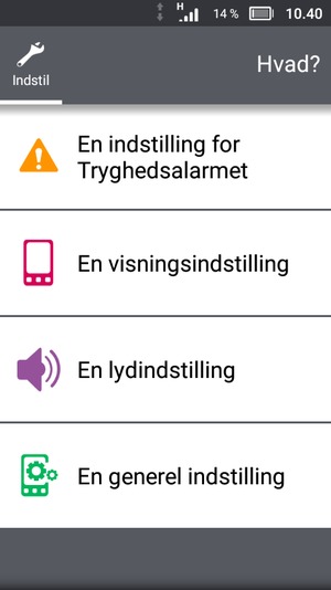 Scroll til og vælg En generel indstilling