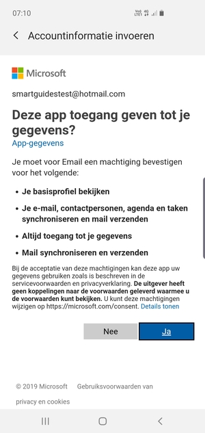 Selecteer Ja