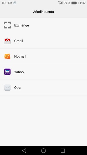 Seleccione Gmail o Hotmail