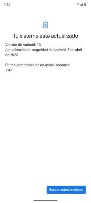 Si su teléfono está actualizado, verá la siguiente pantalla