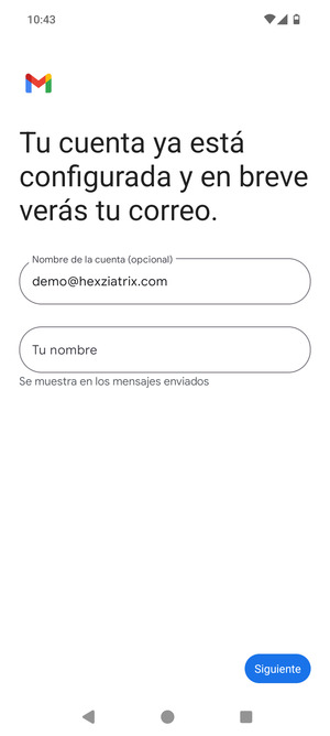 Déle a su cuenta un nombre y escriba su nombre. Seleccione Siguiente
