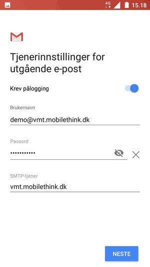 Skriv inn utgående serveradresse