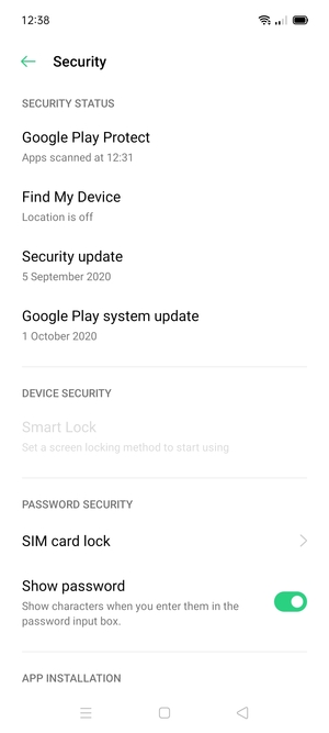 Scroll to and select SIM Card Lock