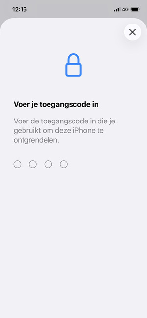 Voer uw wachtwoord voor de telefoonvergrendeling in als deze al geactiveerd is op uw telefoon