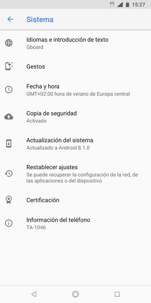 Seleccione Actualización del sistema