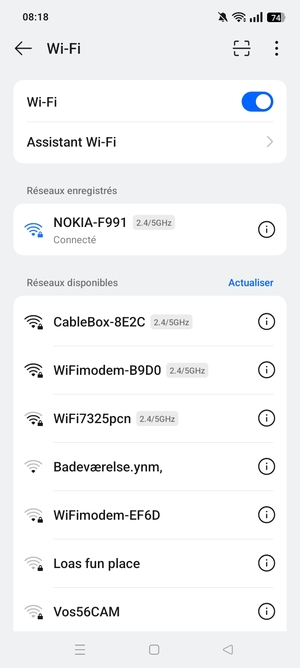 Vous êtes maintenant connecté au réseau Wi-Fi