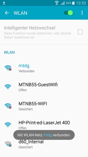 Sie sind nun mit dem WLAN-Netzwerk verbunden