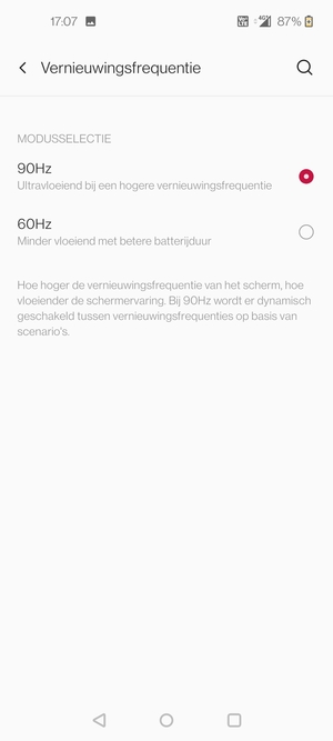Selecteer 60Hz