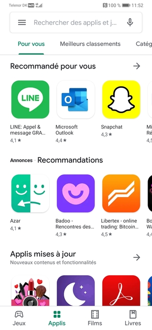 Sélectionnez la barre de Recherche