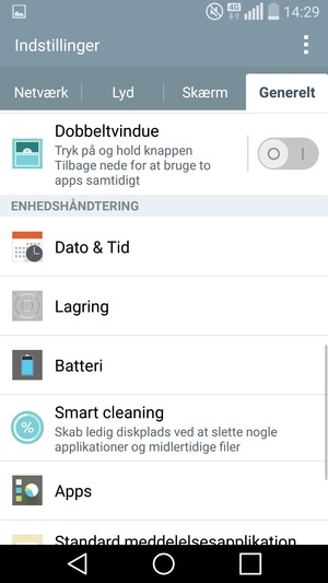 Scroll til og vælg Batteri