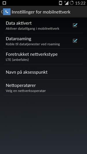 Slå Dataroaming på eller av