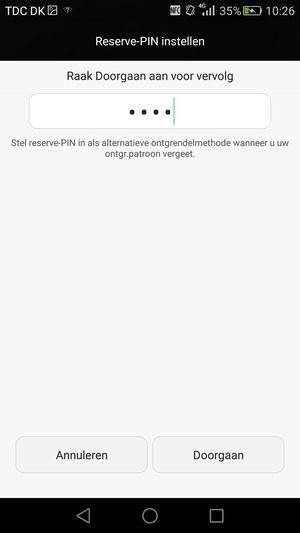 Voer een Reserve-PIN in en selecteer Doorgaan