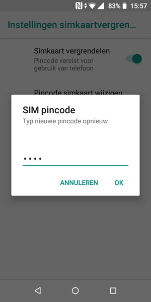 Bevestig uw nieuwe SIM pincode en selecteer OK