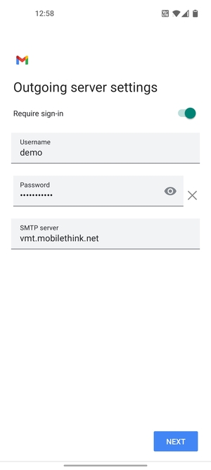 Enter Outgoing server address