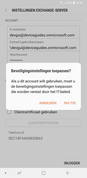 Selecteer PAS TOE