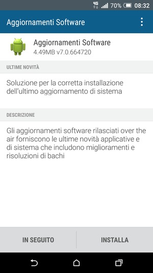 Se il tuo telefono non è aggiornato, seleziona INSTALLA