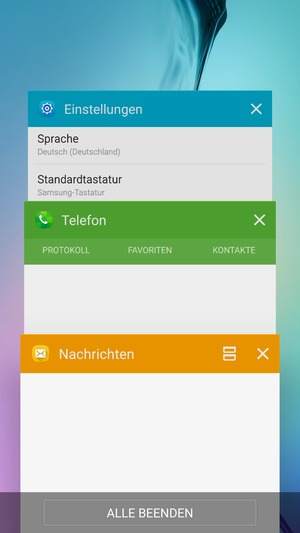 Wählen Sie ALLE BEENDEN