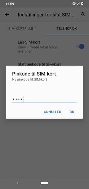 Indtast din Ny pinkode til SIM-kort og vælg OK