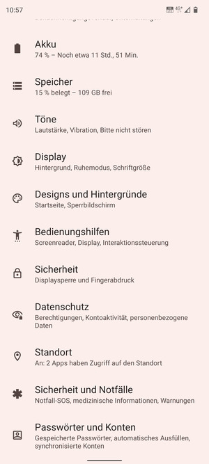 Scrollen Sie und wählen Sie Sicherheit
