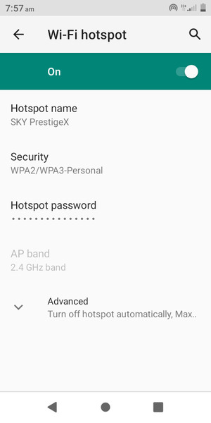 Your phone is now set up for use as a modem